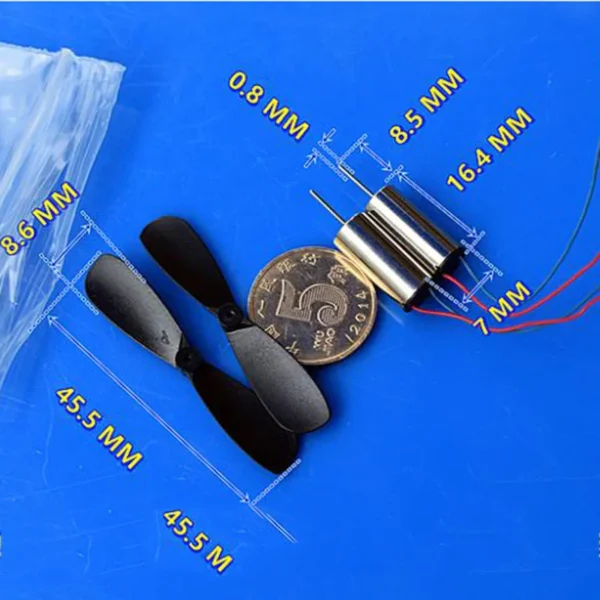 Mini Motor DC 3V 4.2V 54000RPM com Hélice para Drone - Image 4